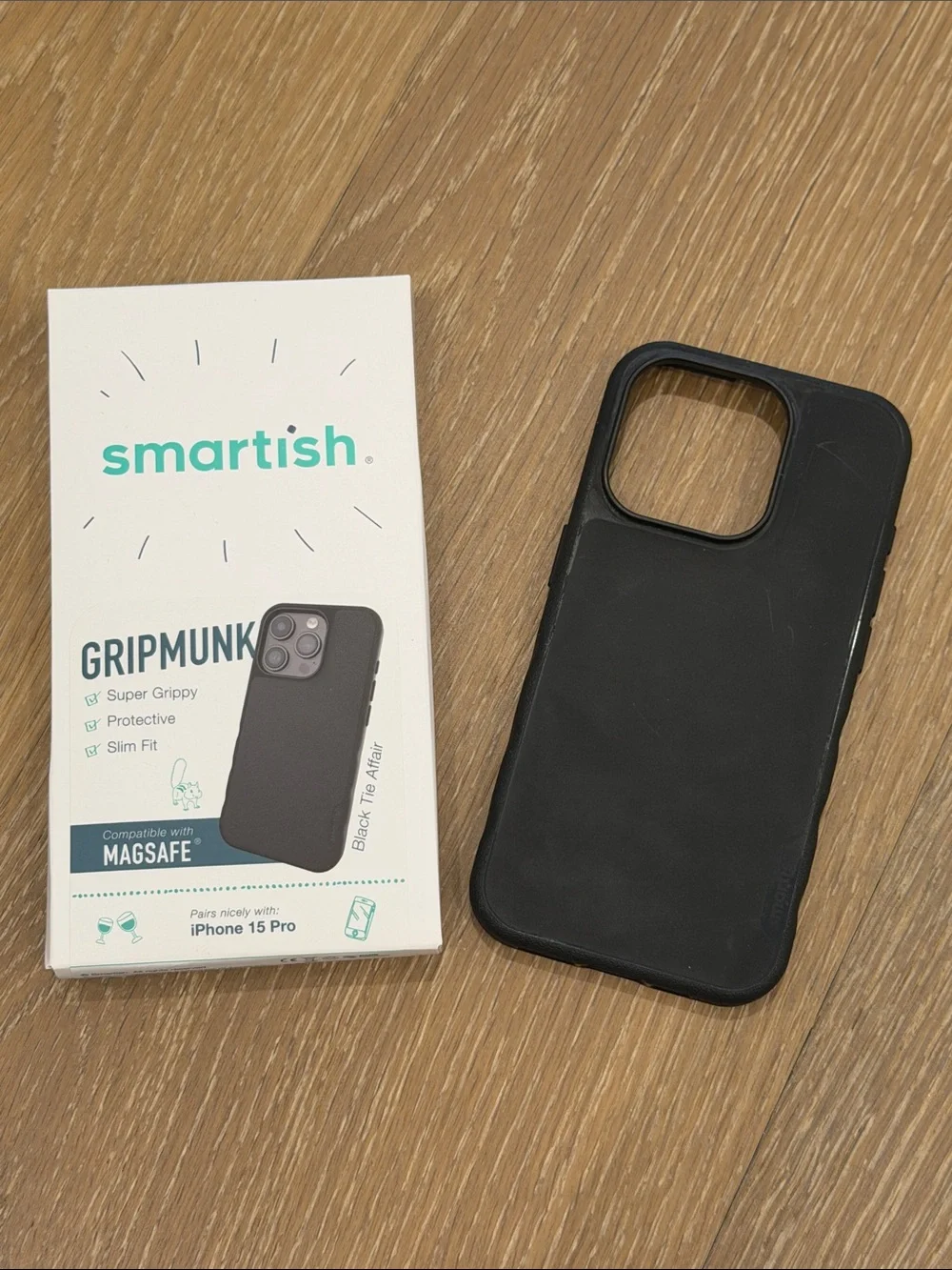 Smartish Gripmunk Black MagSafe-Compatible iPhone 15 Pro Case